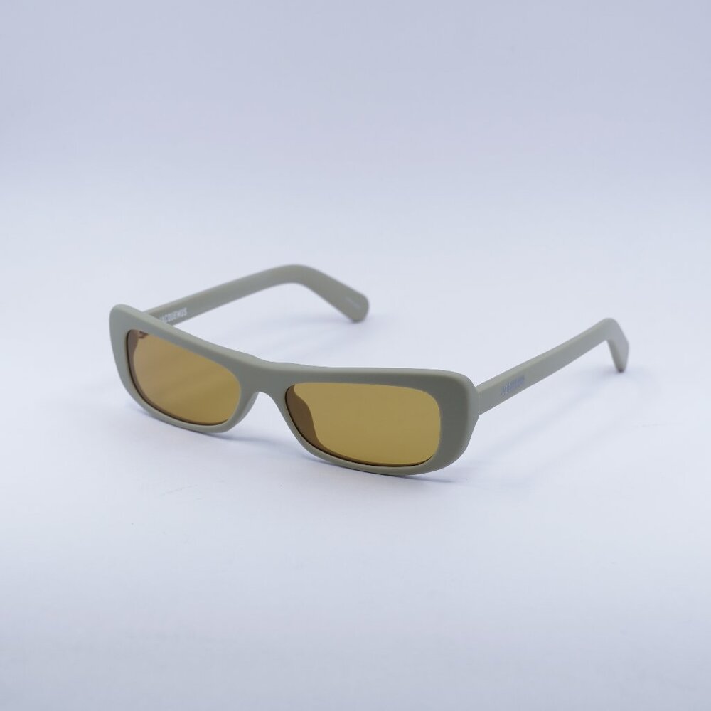 Jacquemus CAPRI JAC/55 C7 Sunglasses Cream Rectangle Frame, Amber Lenses